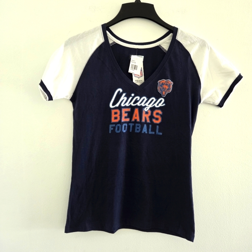 Nfl Team Apparel Chicago Bears Football Navy White T-Shirt